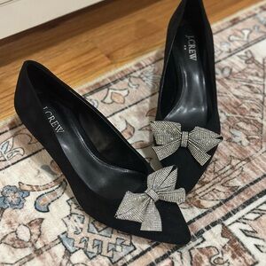 NEW J.Crew Factory Black Rhinestone Bow Esme Heels